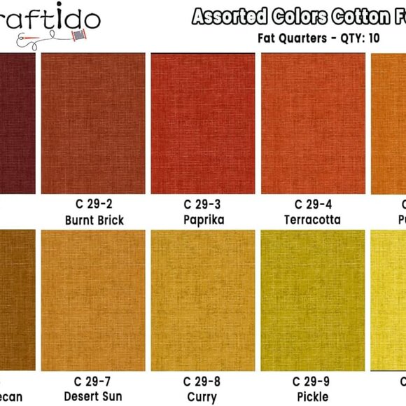 Autumn Hues 10pcs Cotton Quilting Fat Quarters Bundle - Medium Weight, Assorted - Picture 4 of 6